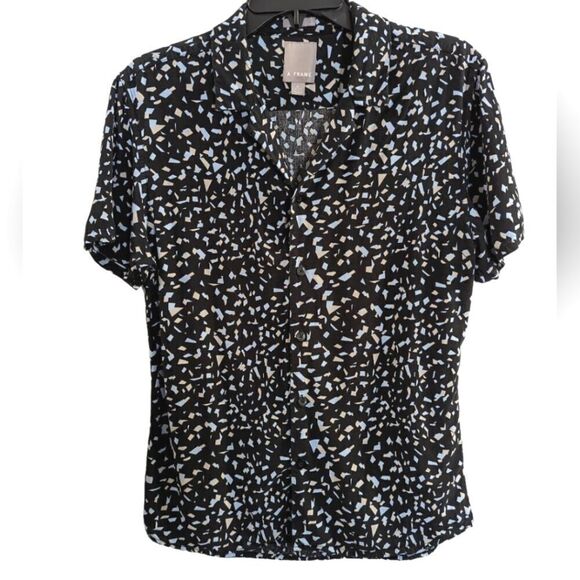 A-Frame Black gray blue confetti button down short sleeve shirt mens M Short - Picture 1 of 3